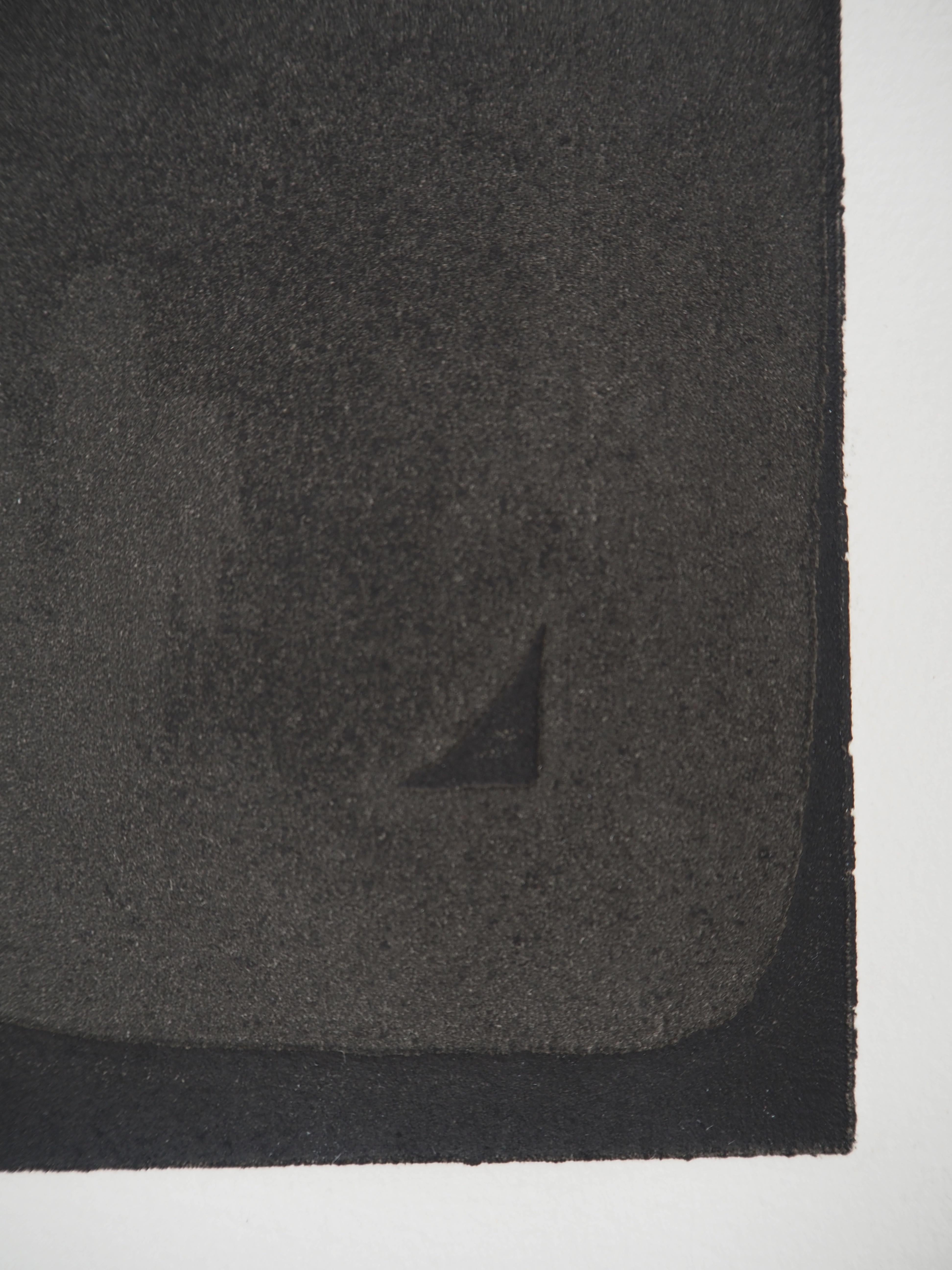 Etching XXIIIb - Original etching (BNF #25) - Rare proof with tall margins - Black Abstract Print by Pierre Soulages