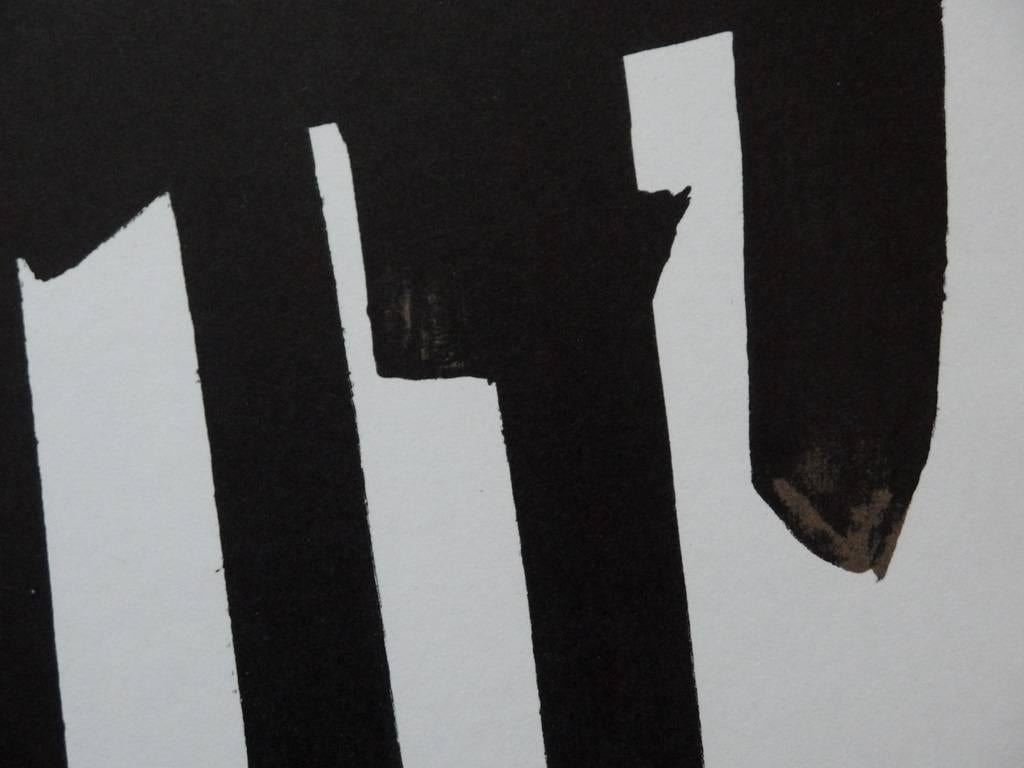 Litografía n°28 - Litografía original en piedra (Mourlot) - 1970 - Print de Pierre Soulages
