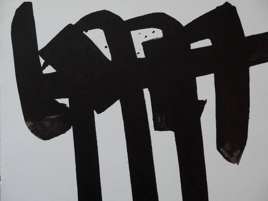 Litografía n°28 - Litografía original en piedra (Mourlot) - 1970 - Print Abstracto de Pierre Soulages