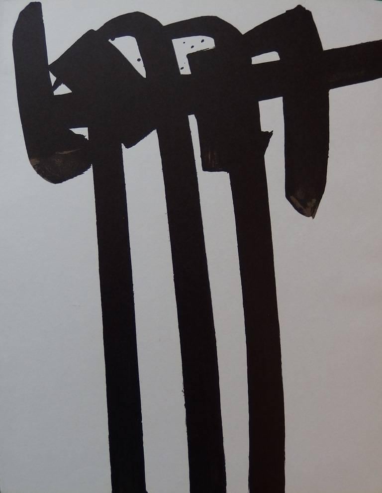 Pierre Soulages Abstract Print - Lithograph n°28 - Original stone lithograph (Mourlot) - 1970