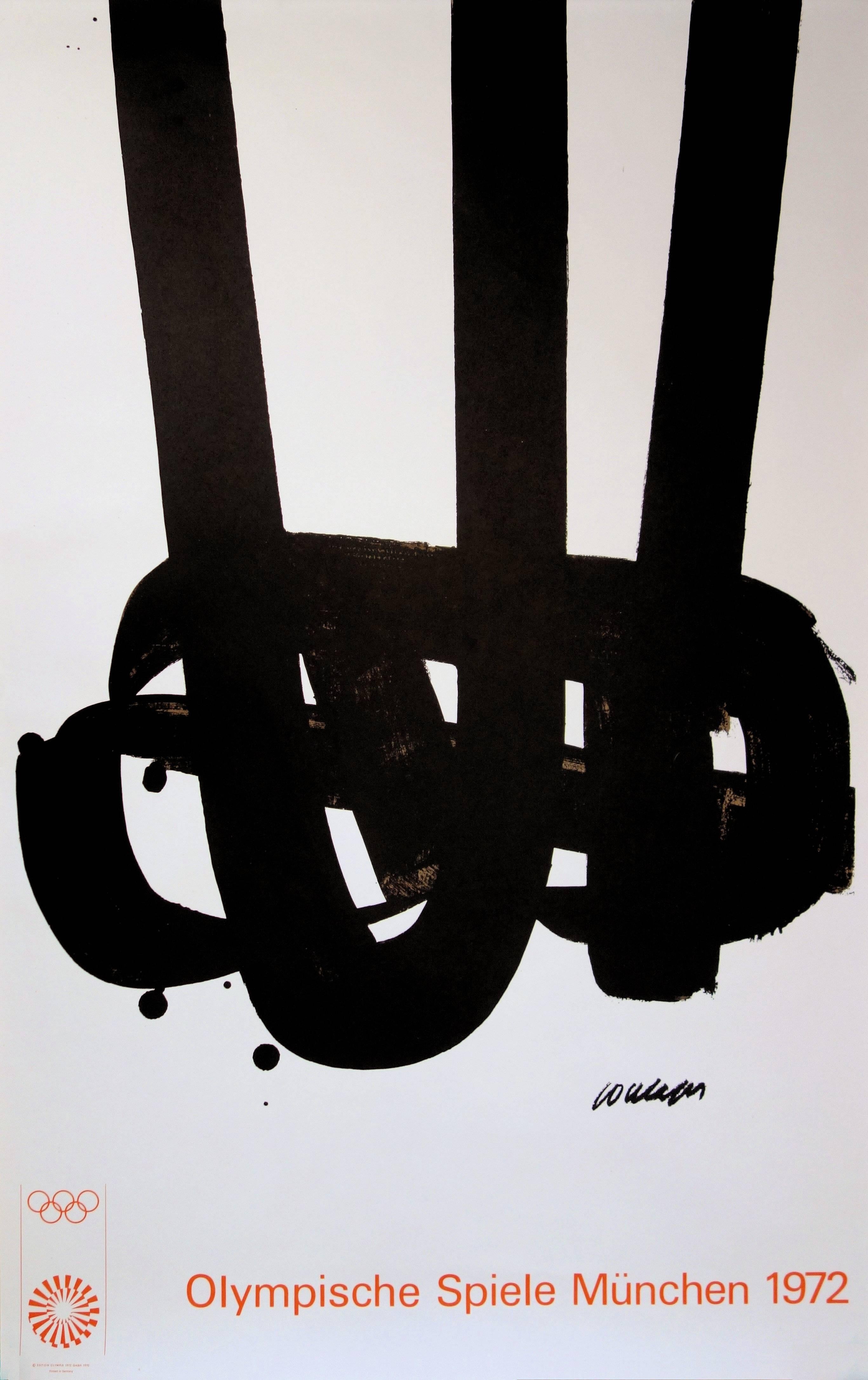 Pierre Soulages Abstract Print - Lithograph n°29 - Original Lithograph (Mourlot - Olympic Games Munich 1972)