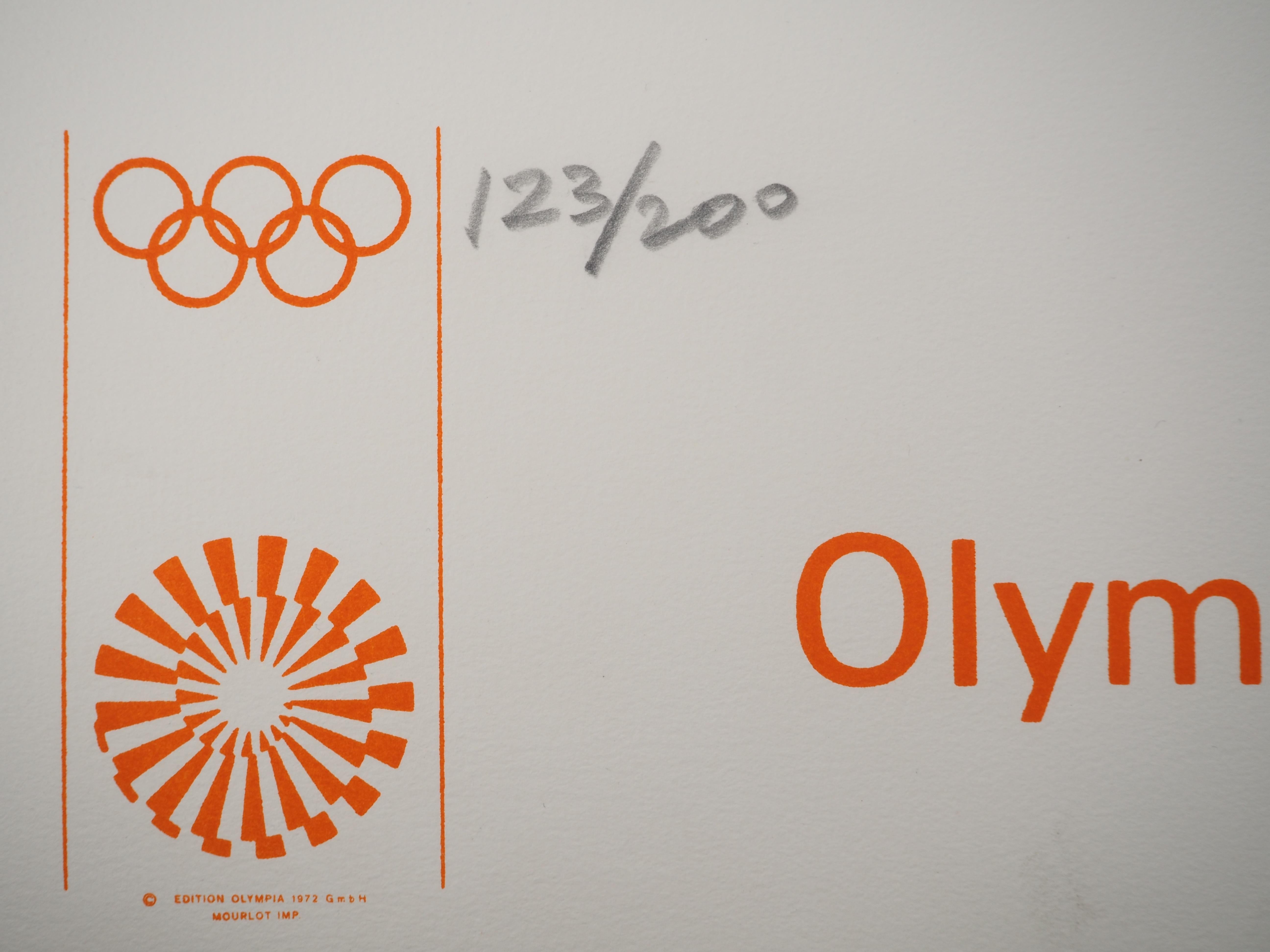 Lithograph n°29 - Original Hand Signed Lithograph (Olympic Games Munich 1972) - Abstract Print by Pierre Soulages