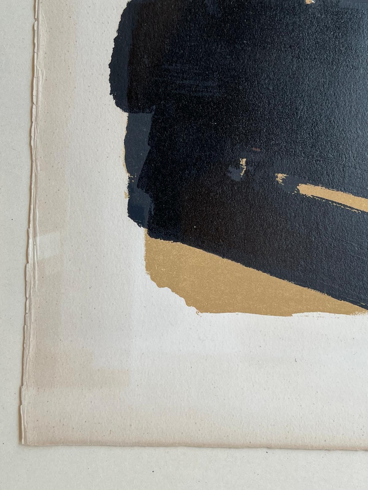 Lithograph n°8 - Black Abstract Print by Pierre Soulages