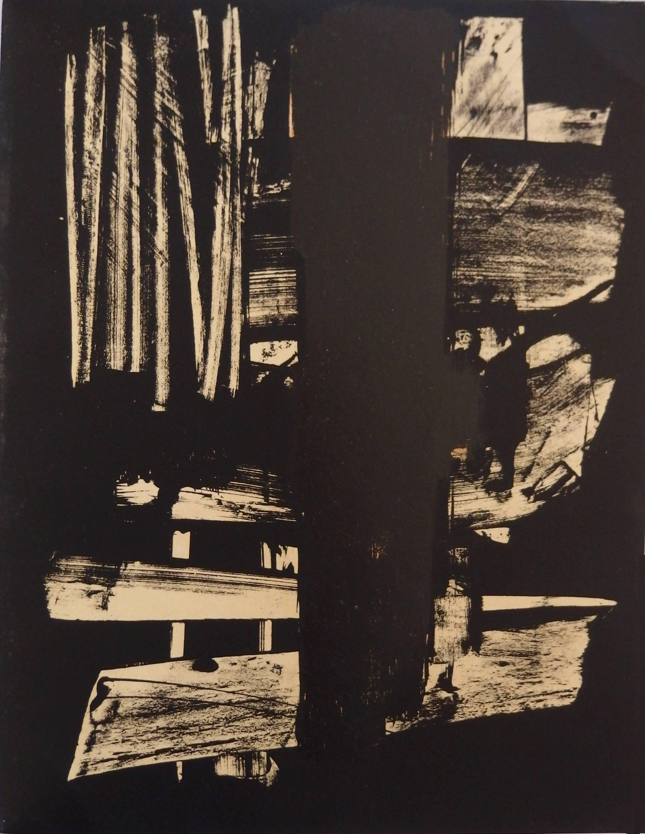 Pierre Soulages Abstract Print - Lithograph n°9 - Original stone lithograph (Mourlot / Catalog raisonne BNF#53)