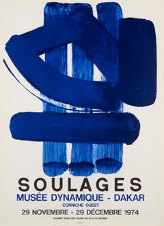 Vintage Musee Dynamique - Dakar by Pierre Soulages, 1974 - Original Lithograph Poster