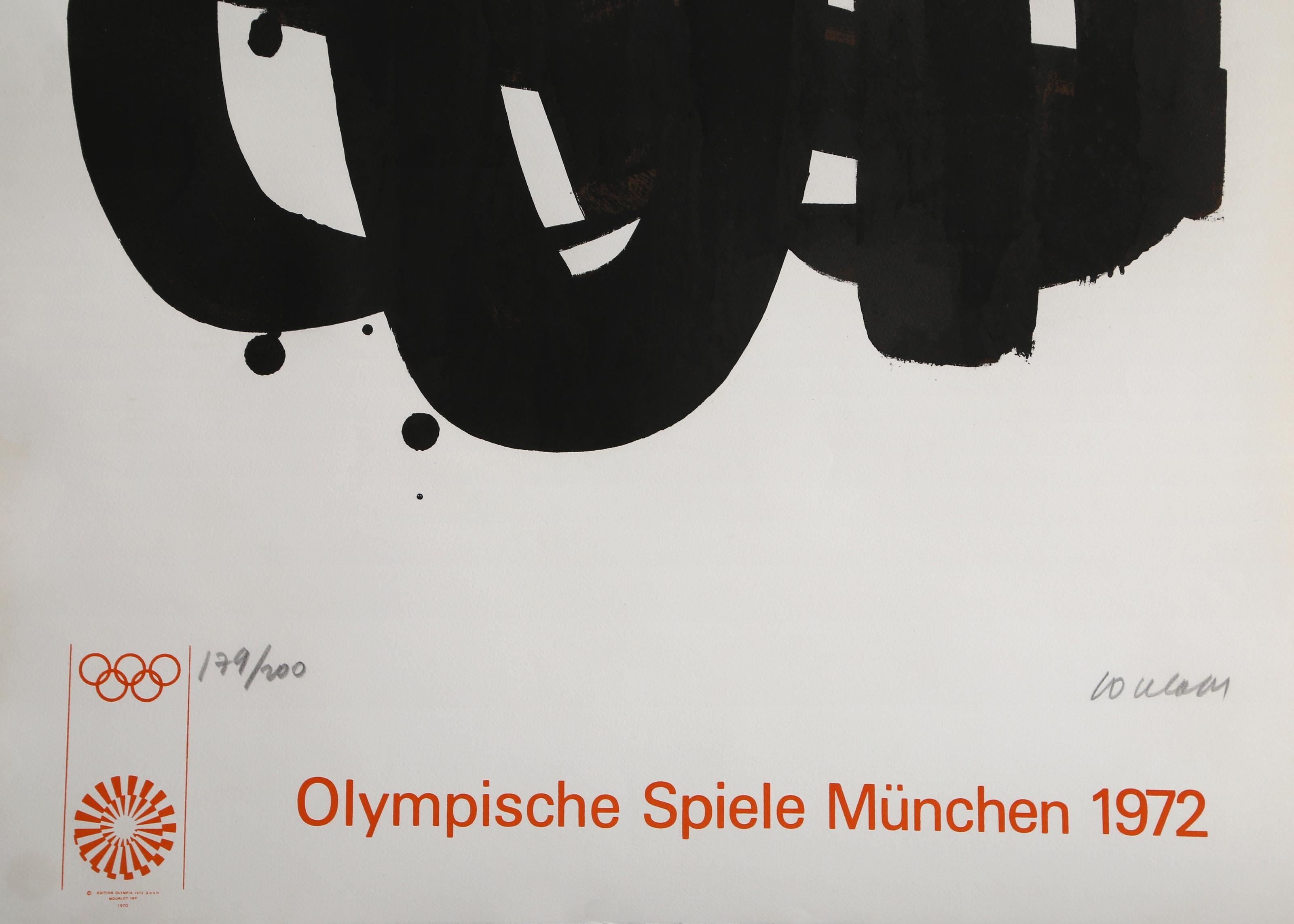 Olympische Spiele Muenchen 1972, lithographie minimaliste de Pierre Soulages en vente 1