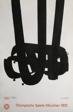 Olympische Spiele Muenchen 1972, lithographie minimaliste de Pierre Soulages