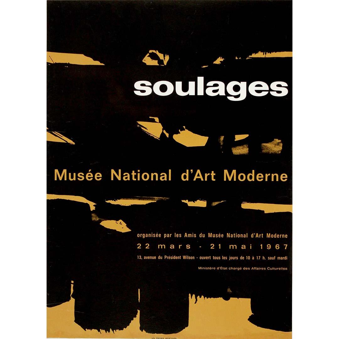 Print di Pierre Soulages - Original 1967 poster by Soulages at the Musée National d’Art Moderne in Paris