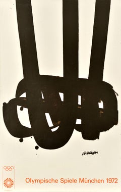 Original Vintage Sport Poster Munich Olympics 1972 Pierre Soulages Abstract
