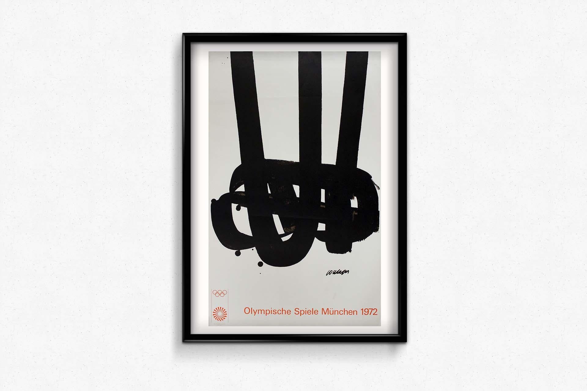 L'affiche des Jeux olympiques de Munich de 1972 de Pierre Soulages est un chef-d'œuvre visuel qui offre une perspective unique et monochrome sur l'esprit de l'excellence sportive. Cette affiche emblématique est un hommage aux Jeux Olympiques,