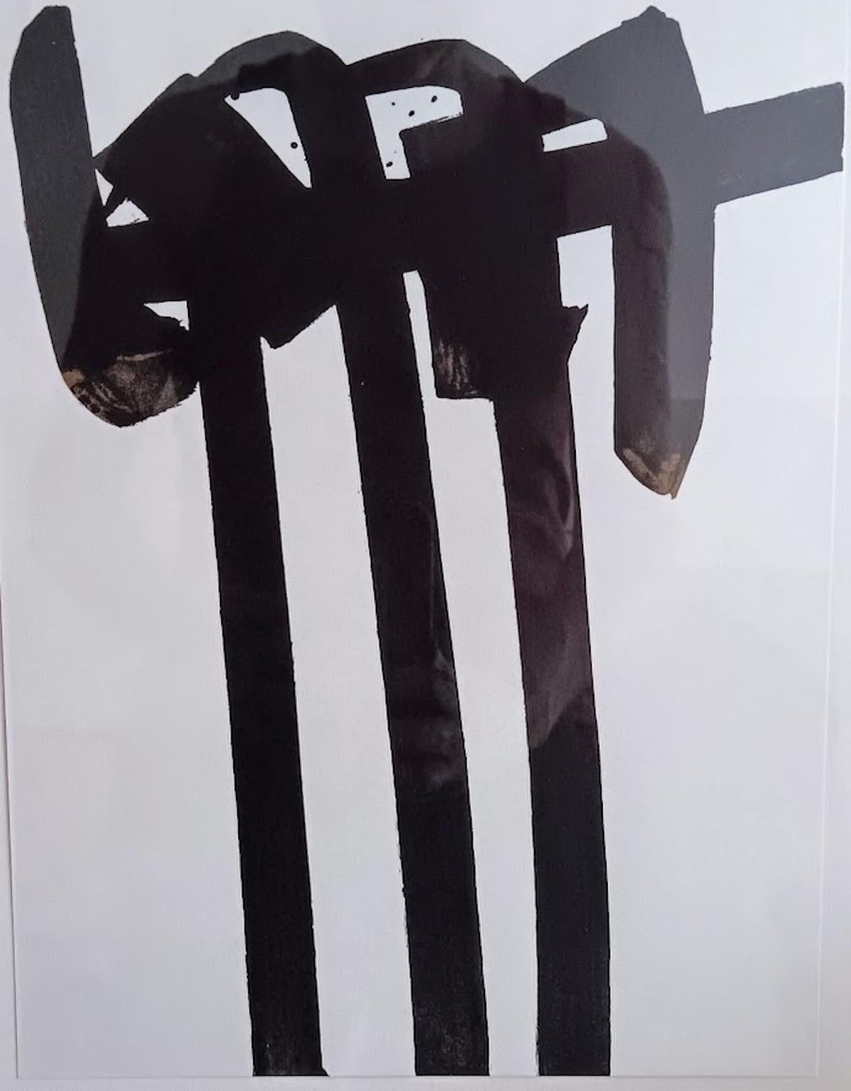 Pierre Soulages, Litografía original en piedra n¨28 de Mourlot, París 1970, Firmada en venta 2
