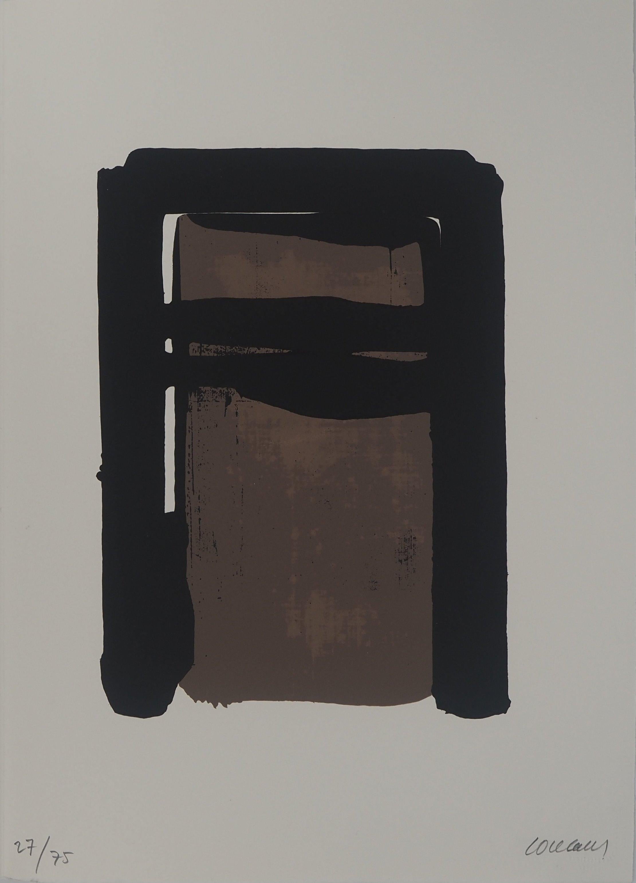 Sérigraphie no. 10 - Original Screenprint, Handsigned & 27 / 75 (BNF #102) - Abstract Print by Pierre Soulages