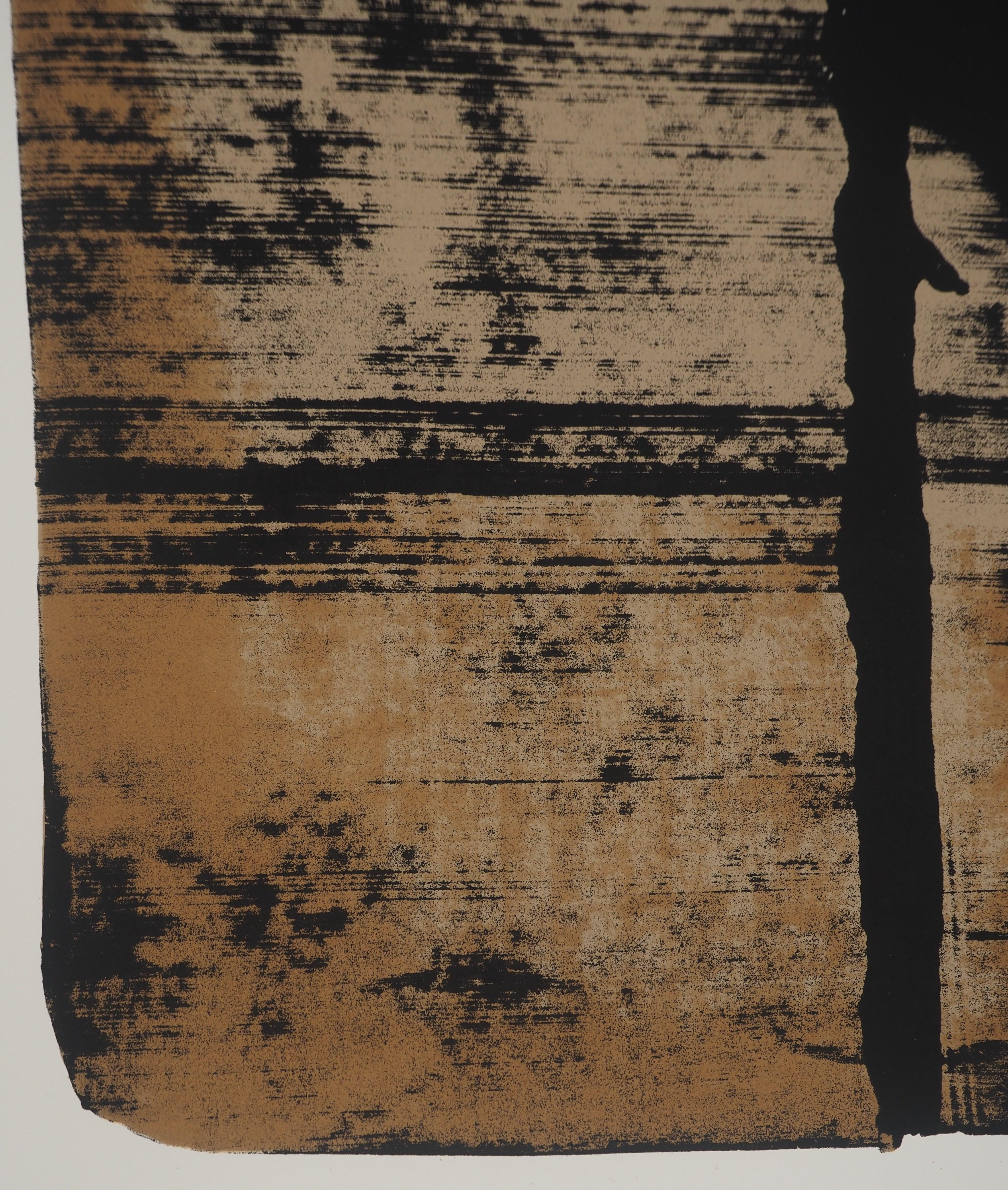Sérigraphie no. 11 - Original Siebdruck, Handsigniert &27 / 75 (BNF #103) (Grau), Abstract Print, von Pierre Soulages
