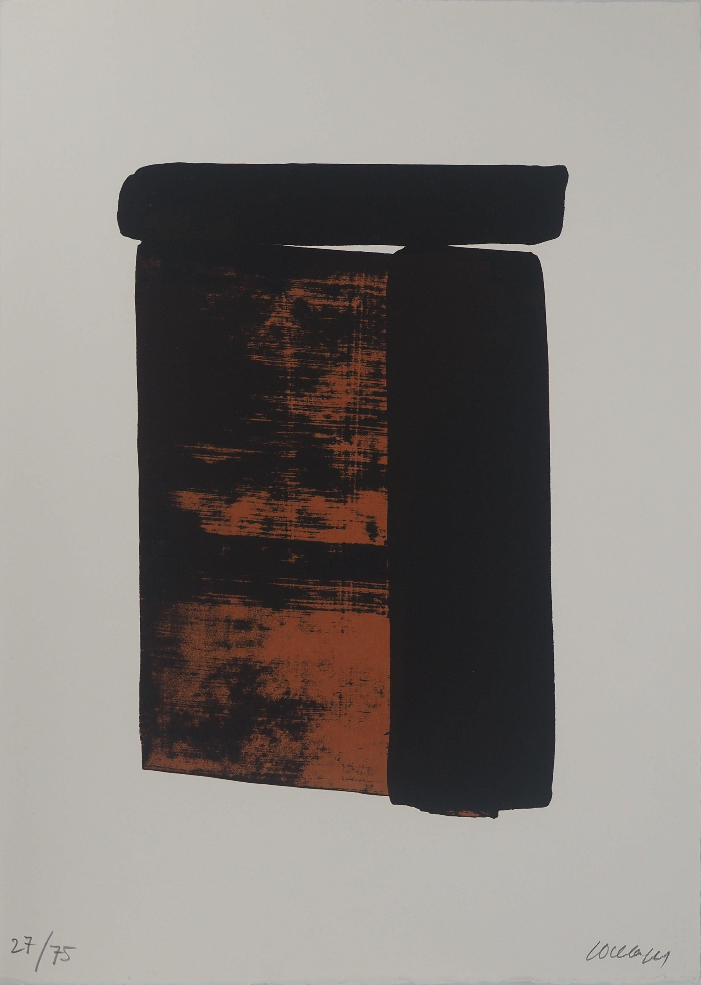 Sérigraphie no. 12 - Original Screenprint, Handsigned & / 75 (BNF #104) - Abstract Print by Pierre Soulages