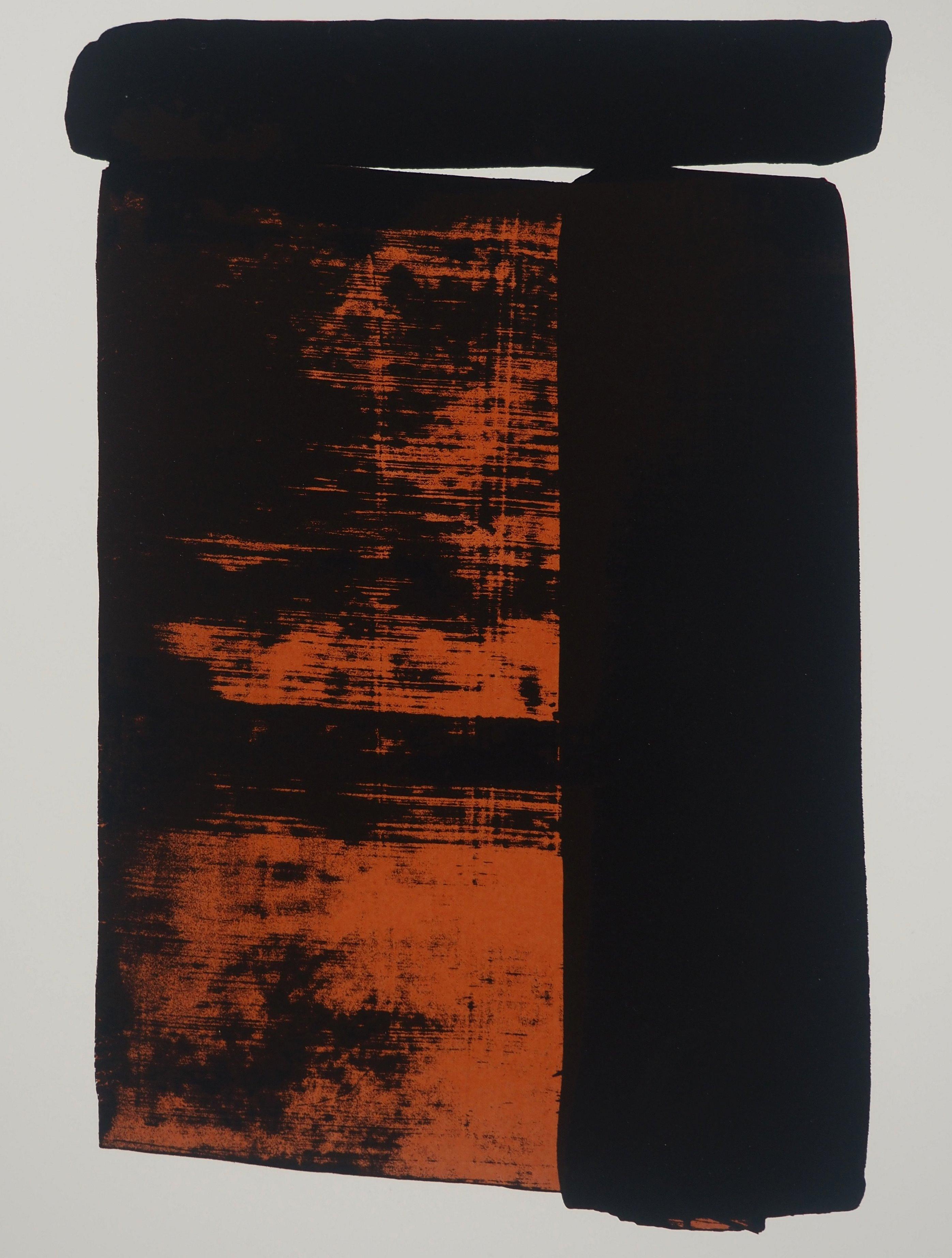 Sérigraphie no. 12 - Original Screenprint, Handsigned & / 75 (BNF #104) - Gray Abstract Print by Pierre Soulages