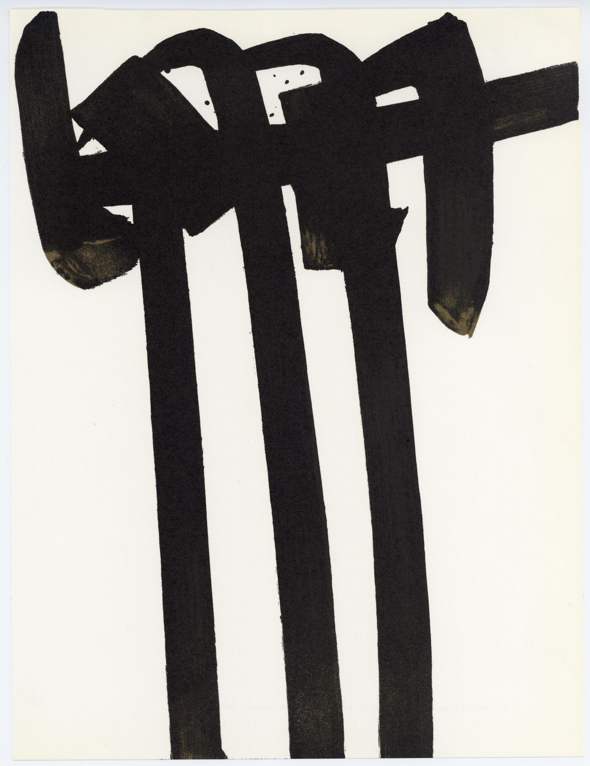 Soulages, Composition, XXe Siècle (after) - Black Abstract Print by Pierre Soulages