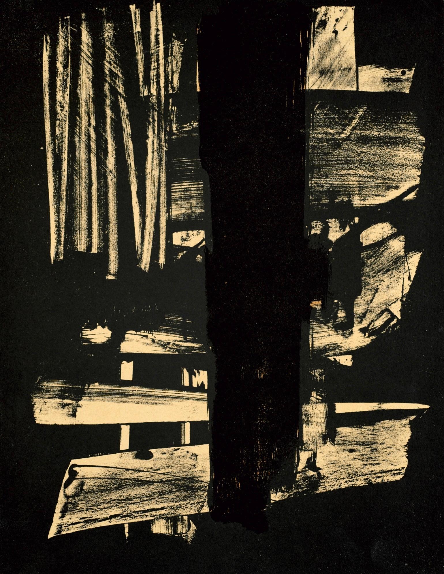 Abstract Print de Pierre Soulages - Soulages, Litografía n°9 (Rivière 9; Encrevé et Miessner 54) (después)