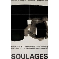 L'affiche d'exposition originale de Pierre Soulages pour « Bronzes et peintures » de 1977