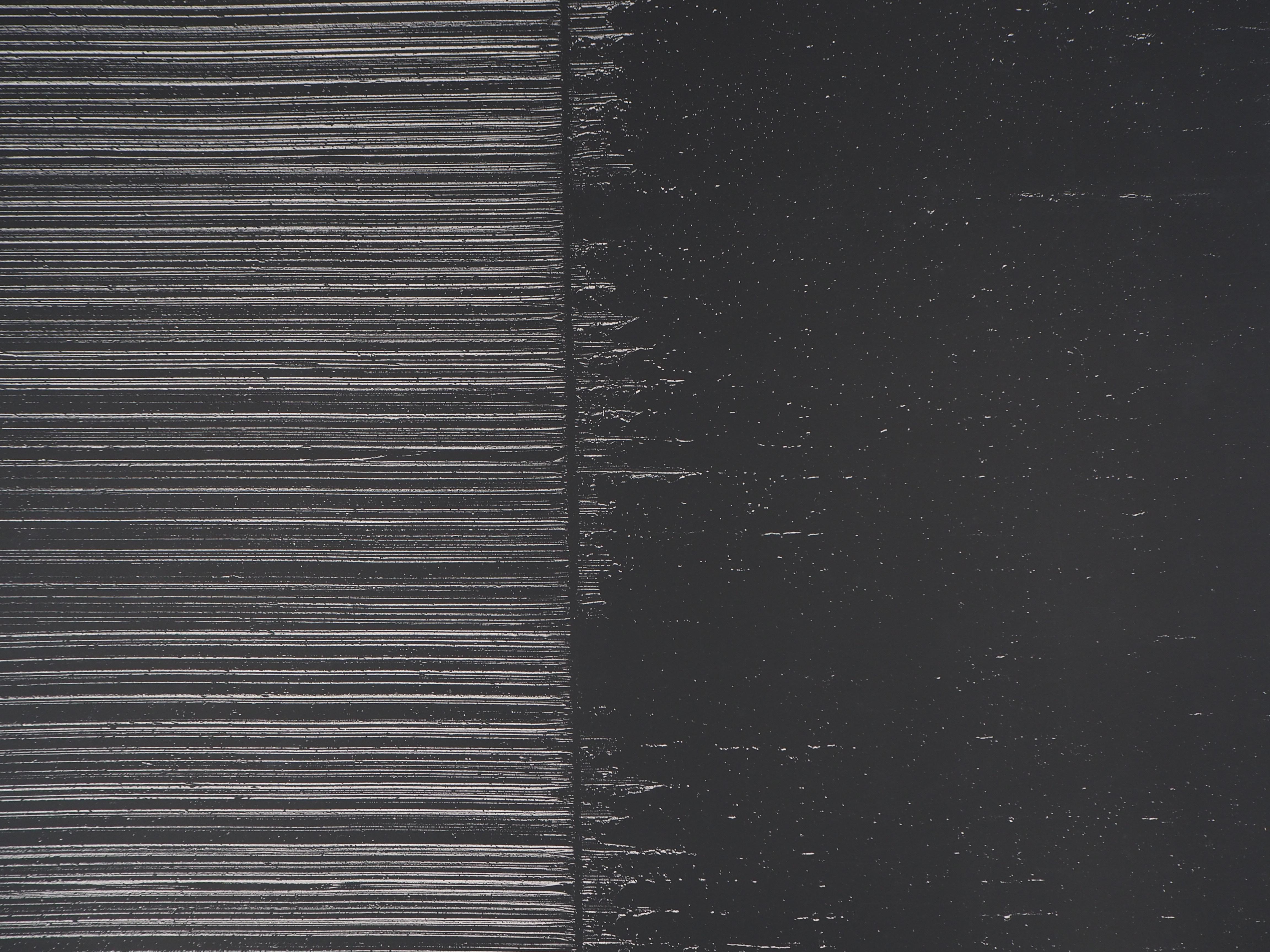 La couleur noire ( Die Farben Schwartz) - Sérigraphie originale (Catalog BNF n° 117)  - Noir Abstract Print par Pierre Soulages