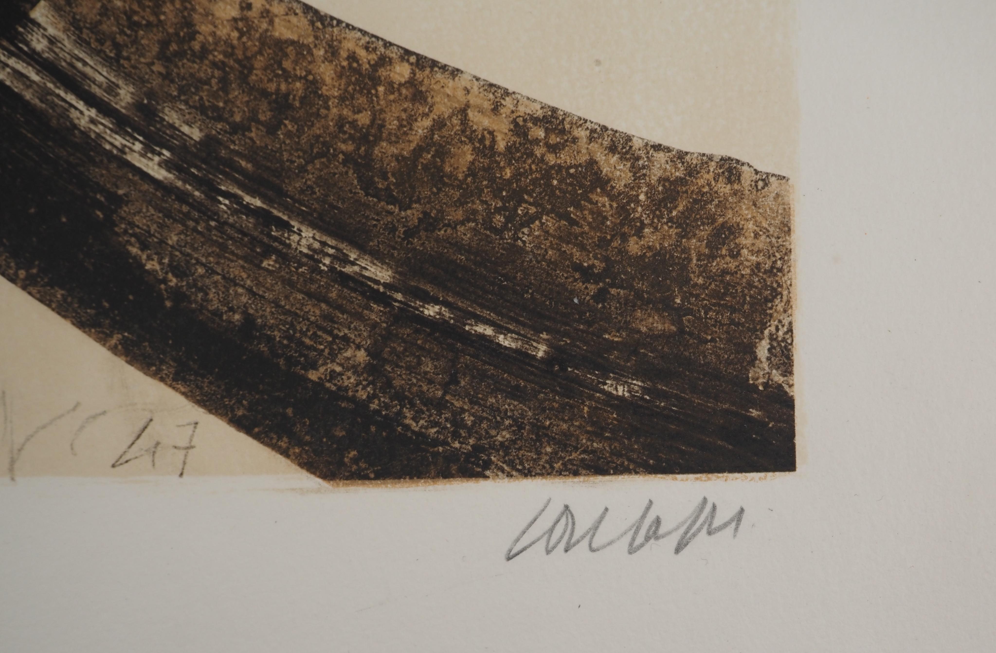 Tache de noix (Antagonismes) - Lithographie, signée et numérotée / 150 - Print de Pierre Soulages