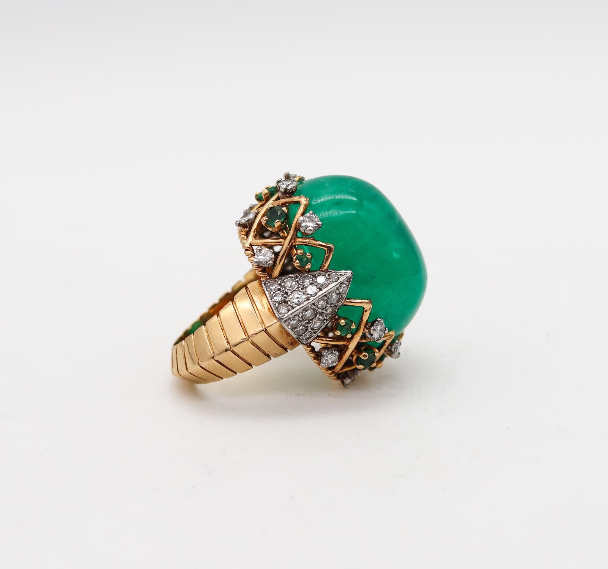 Cocktail ring designed by Pierre Sterlé.

Gorgeous cocktail ring, created in Paris France during the postwar period back in the 1950. This voluptuous and unique ring is a very rare one, designed by Pierre Sterlé and carefully crafted with intricate