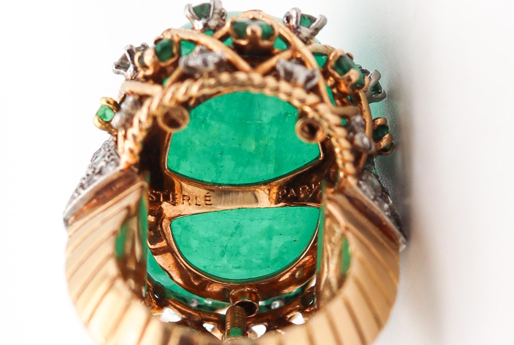 Women's Pierre Sterlé 1950 Modernist Ring In 18Kt Gold And 43.43 Ctw Emeralds & Diamonds