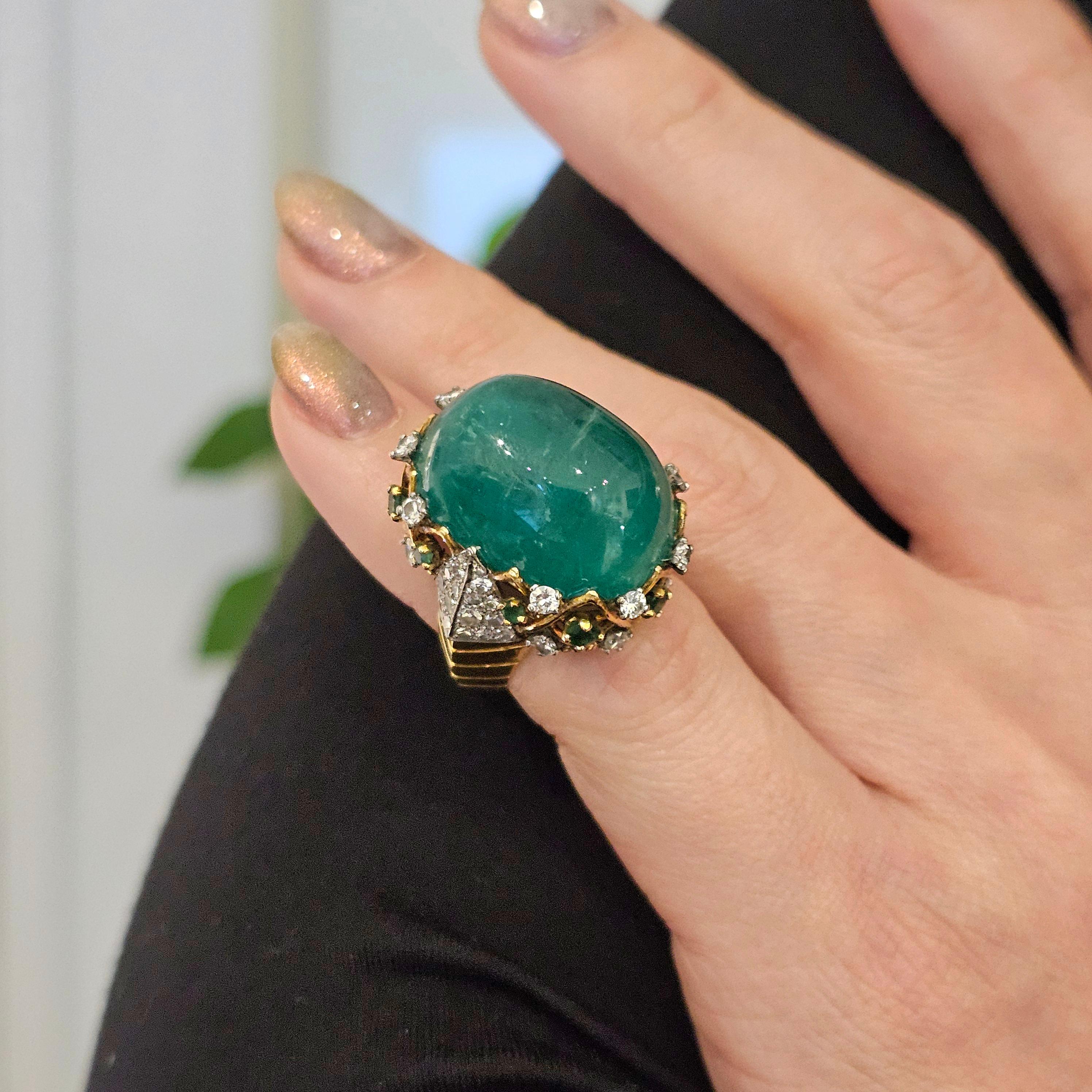 Pierre Sterlé 1950 Modernist Ring In 18Kt Gold And 43.43 Ctw Emeralds & Diamonds 3