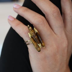 Anello Ultra Modernista PIERRE STERLÉ 1950 in oro giallo 18Kt con cinque occhi di tigre