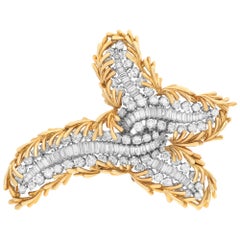 Grand broo vintage Pierre Sterle Paris en platine et diamants larges