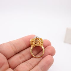 Anello da cocktail PIERRE STERLÉ Paris 1960 in oro 18Kt e platino con diamanti VS