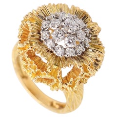 Anello da cocktail PIERRE STERLÉ Paris 1960 in oro 18Kt e platino con diamanti VS