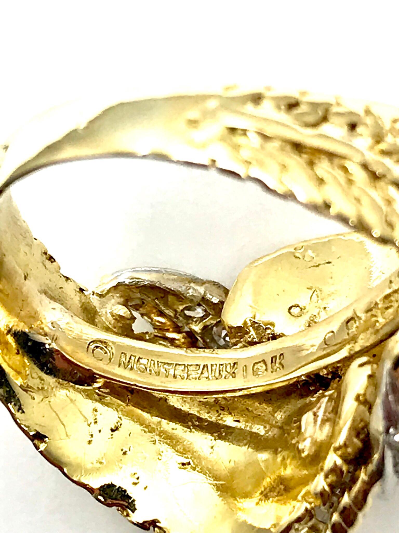 Women's or Men's Pierre Sterlé Round Diamond and 18 Karat Gold Fashion Ring