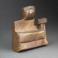 Pierre Székély : "le sculpteur", patinated bronze bas-relief 1981-82