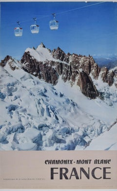 Chamonix - Mont Blanc original Retro France skiing poster by Pierre Tairraz