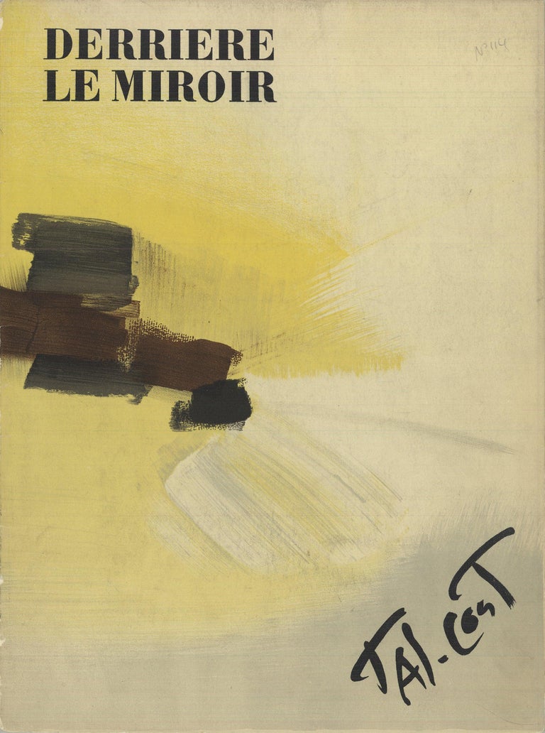 1959 Pierre Tal-Coat 'Derriere Le Miroir, no. 114 Cover' Abstract Yellow,Black  For Sale 1
