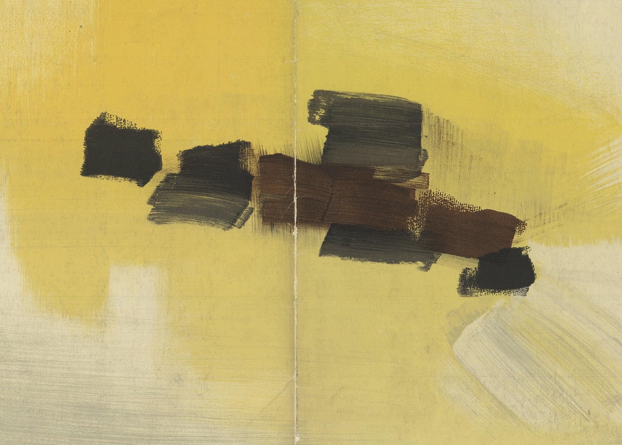 1959 Pierre Tal-Coat 'Derriere Le Miroir, no. 114 Cover' Abstract Yellow, Black  For Sale 3
