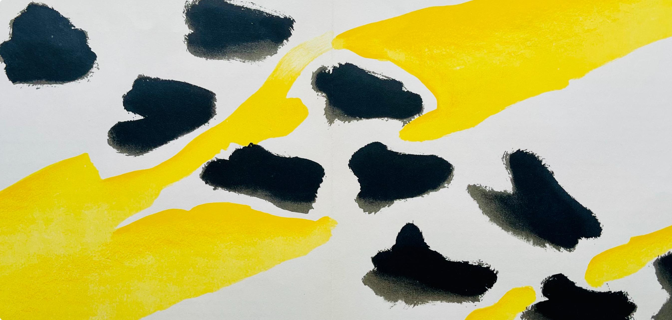 Tal-Coat, Composition, Derrière le miroir (after) - Beige Abstract Print by Pierre Tal-Coat