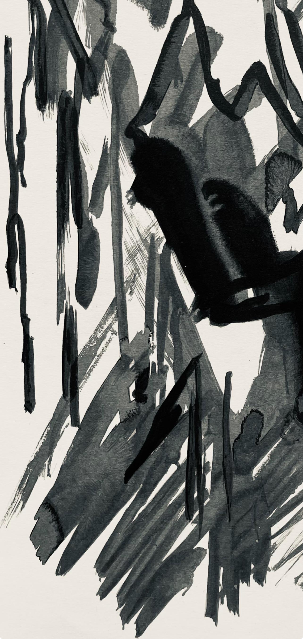 Tal-Coat, Composition, Derrière le miroir (after) - Gray Abstract Print by Pierre Tal-Coat