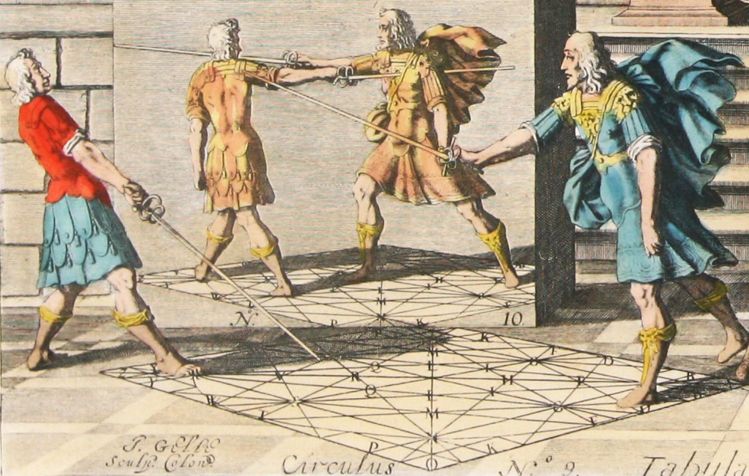 Academie de l'Espee Tabula  2 Drucke von Girarld Thibault   Tab. XXXIII & Tab.IIII  (Sonstige Kunststile), Print, von Pierre Thibault