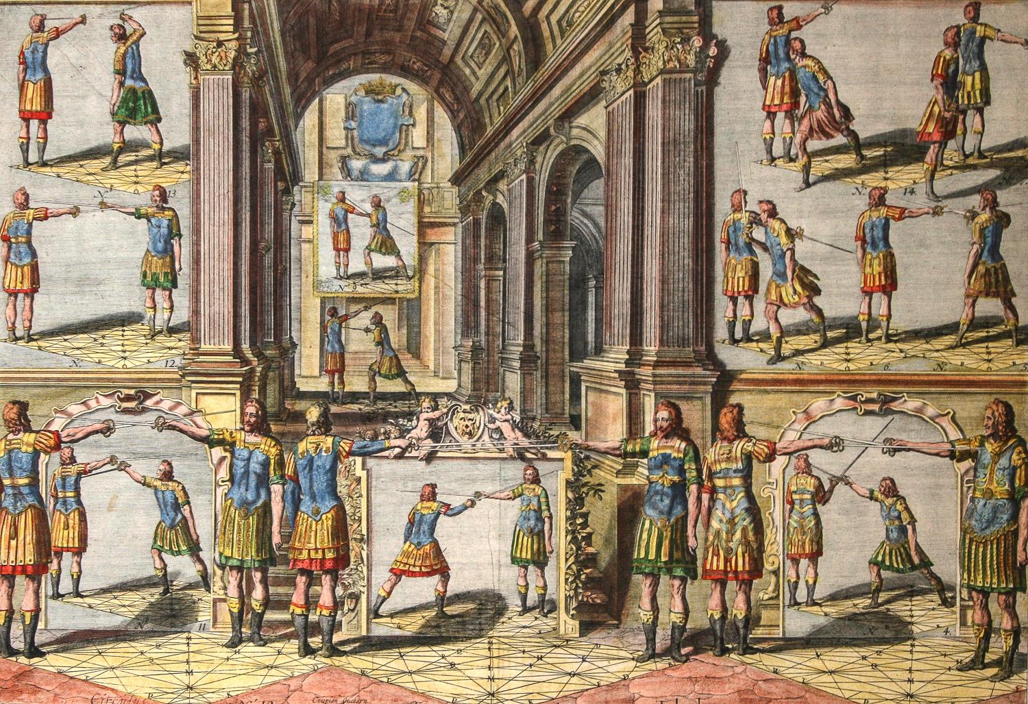 Print Pierre Thibault - Academie de l'Espee Tabula XXI par Girard Thibault   Gravure de clôture du 17e siècle