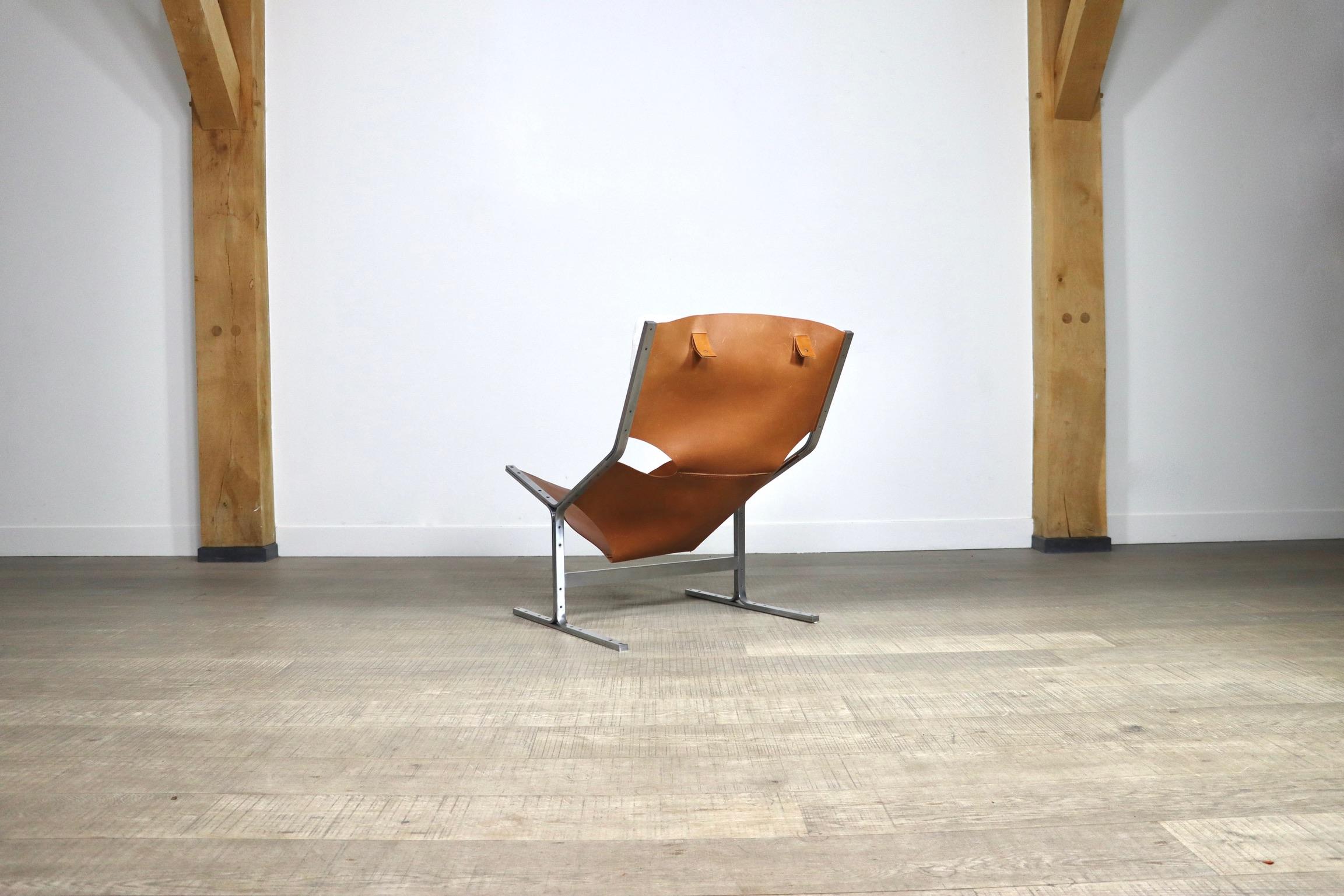 Pierre Thielen Lounge Chair In Cognac Leather, Metz & Co, 1960s 6