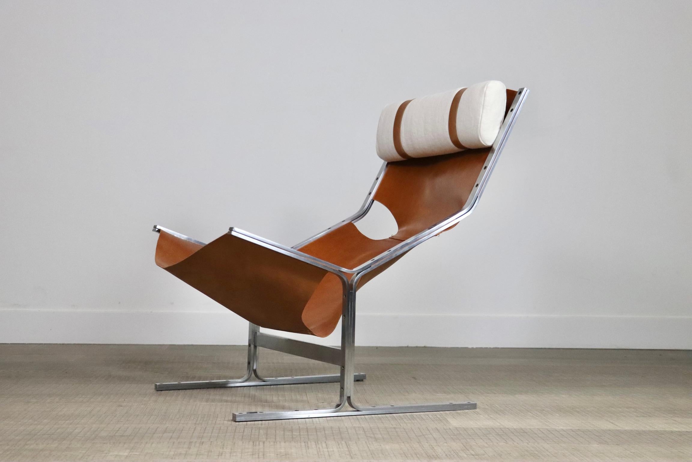 Mid-20th Century Pierre Thielen Lounge Chair In Cognac Leather, Metz & Co, 1960s