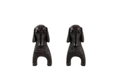 Pierre Toulhoat, Pair of Firedogs in Patinated Bronze, End of 20th Century