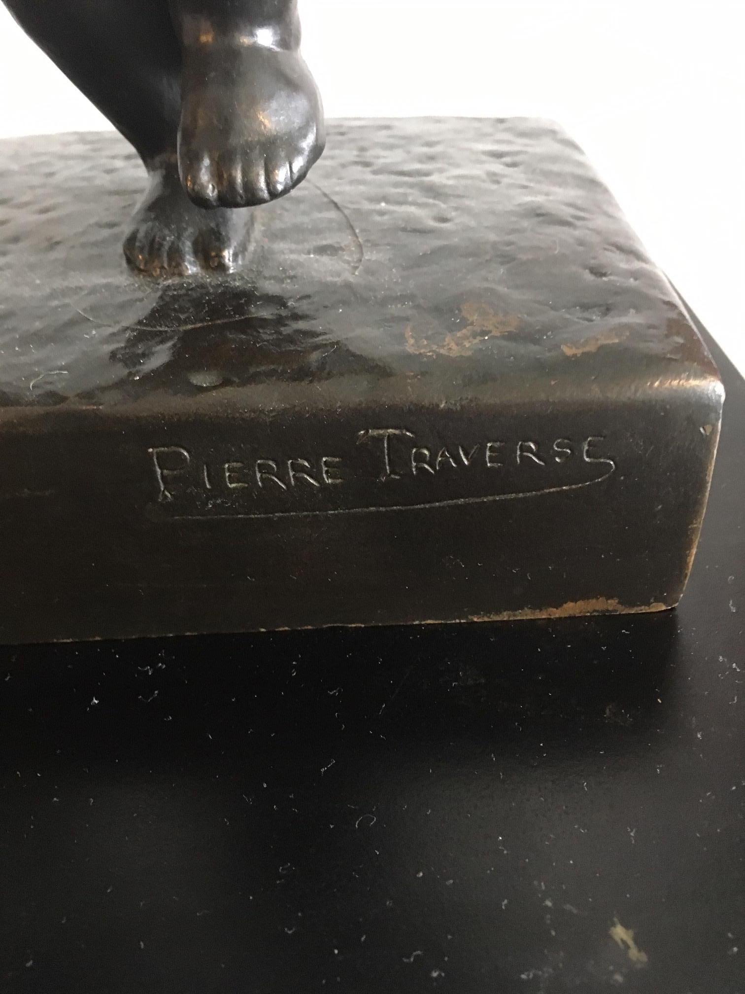 20th Century Pierre Traverse Art Deco Bronze Sculpture 