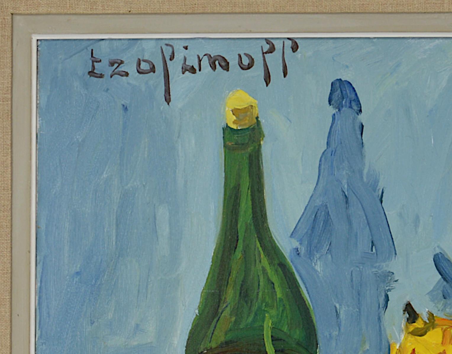 Pierre TROFIMOFF, Bodegón con cesta, Óleo sobre lienzo, 1992 - Figurative Painting Marrón de Pierre Trofimoff