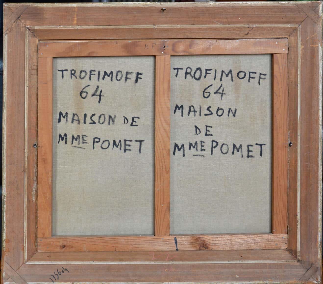 La maison de Mme Pomet:: huile sur toile - Marron Landscape Painting par Pierre Trofimoff