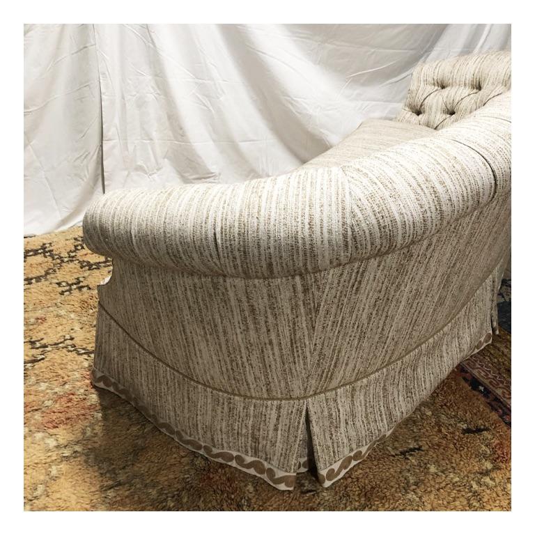 Pierre Tufted Curved Sofa with a Skirt In Good Condition For Sale In Sag Harbor, NY