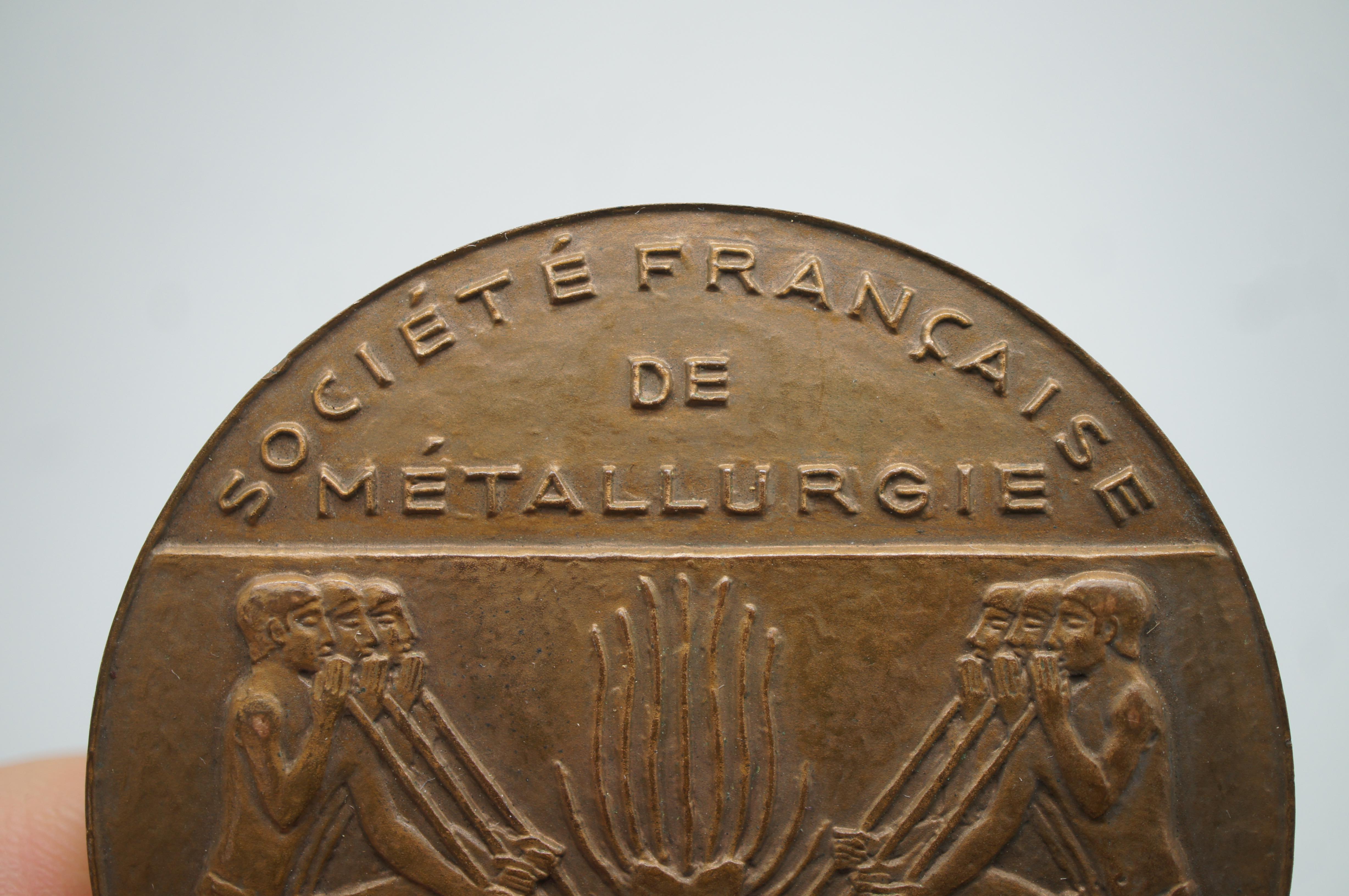 Pierre Turin Societe Francaise de Metallurgie Bronze Award Medal Paris France 2