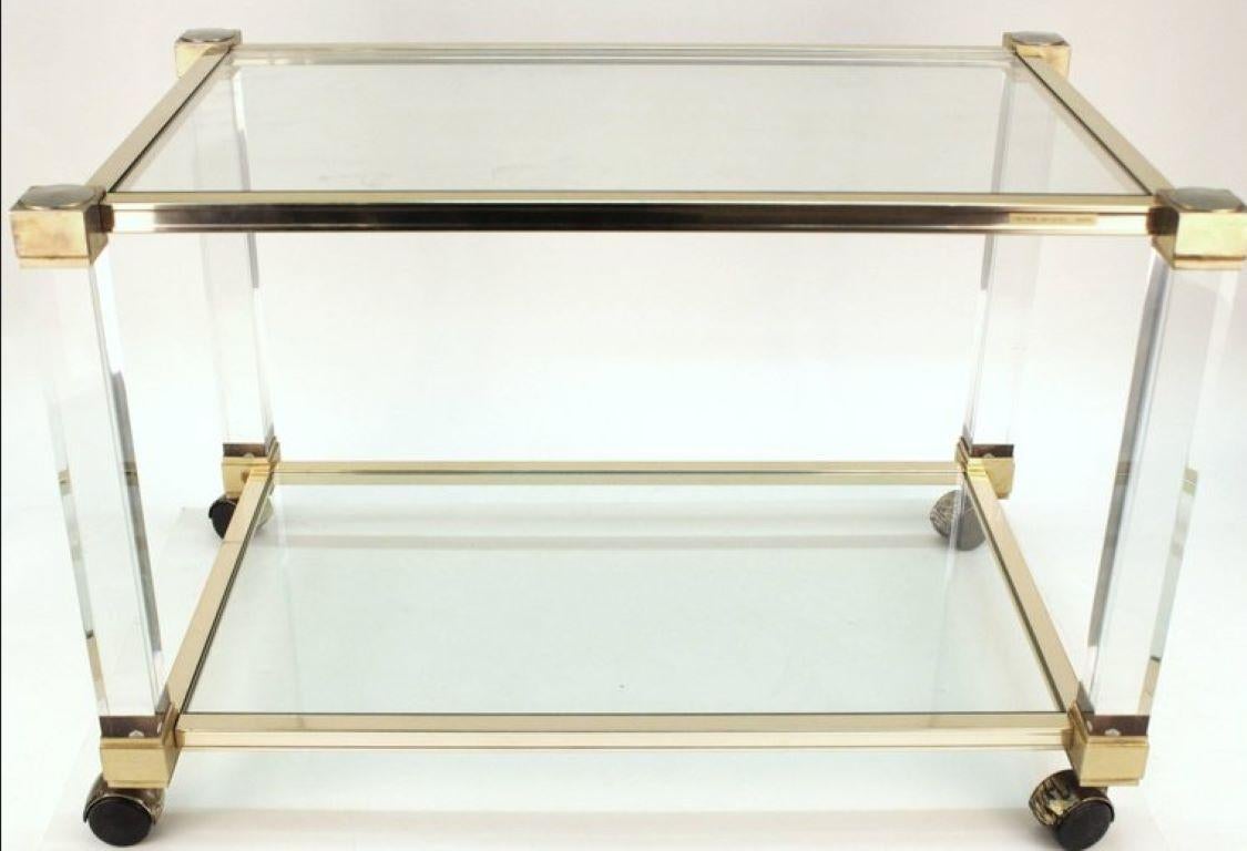French Pierre Vandel Bar Cart in Lucite, Chrome and Glass For Sale