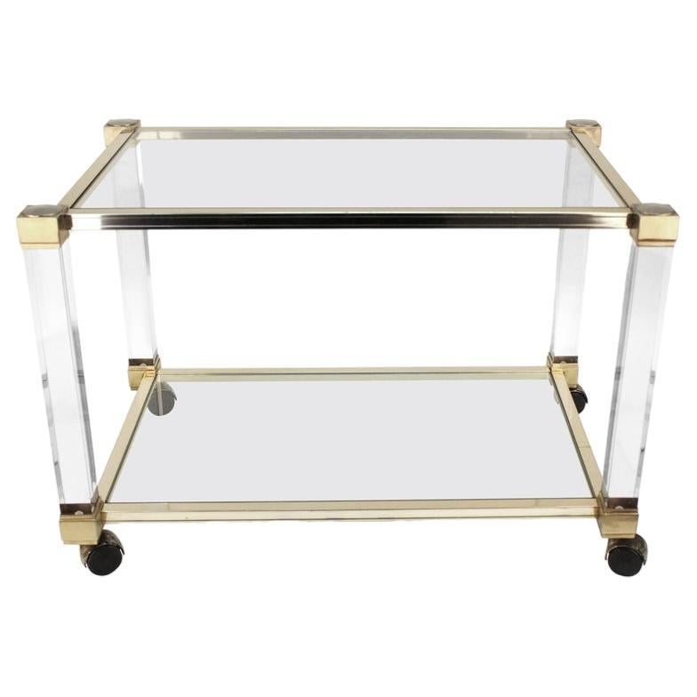 Pierre Vandel Bar Cart in Lucite, Chrome and Glass For Sale